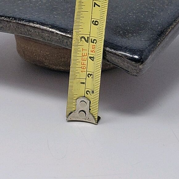 Hand Made Pottery Flower Frog Square 7" x 7" Brown w Spikes - Picture 10 of 12